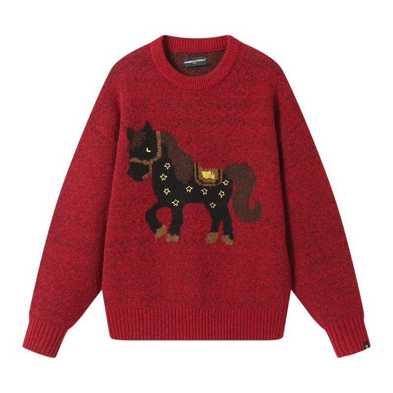 Dangerous People Dangerouspeople薛之谦dsp小马针织衫冬宽松慵懒红色毛衣 209元