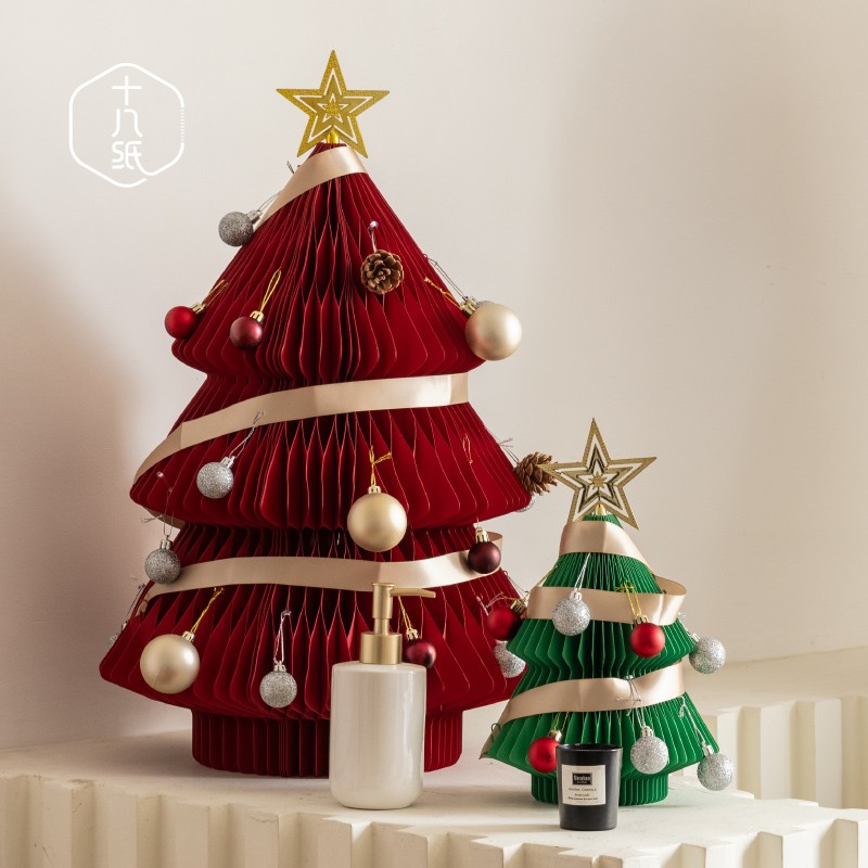 十八纸 折叠圣诞树装饰 双子大号红色+小号绿色 229元（需用券）