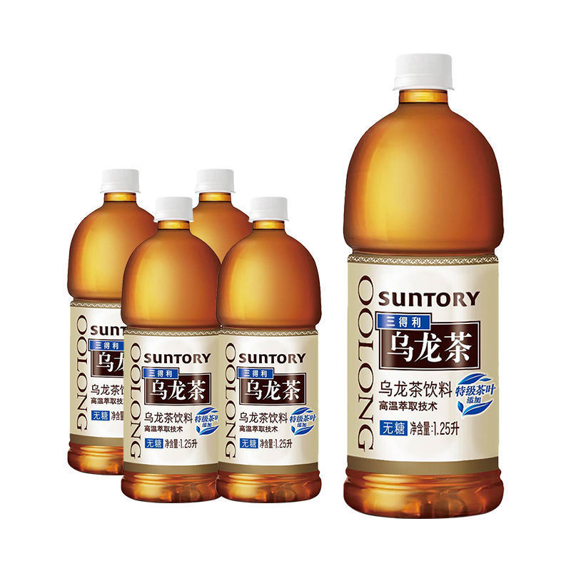 SUNTORY 三得利 乌龙茶1.25L*4瓶散装大瓶家用休闲乌龙茶饮料-D 23.9元