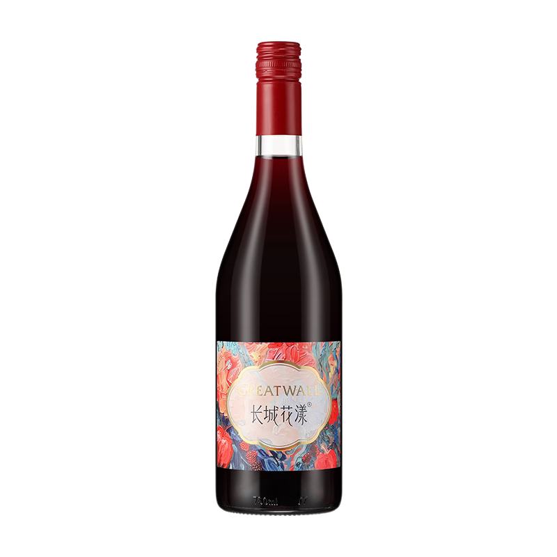 长城 花漾葡萄酒 树莓玫瑰甜型红酒 750ml 29.6元（京东试用）