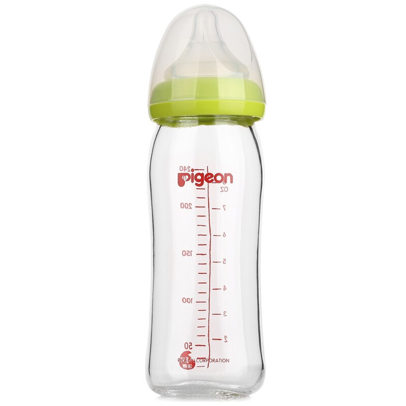Pigeon 贝亲 经典自然实感系列 AA91 玻璃奶瓶 240ml 绿色 6月+ 91.9元
