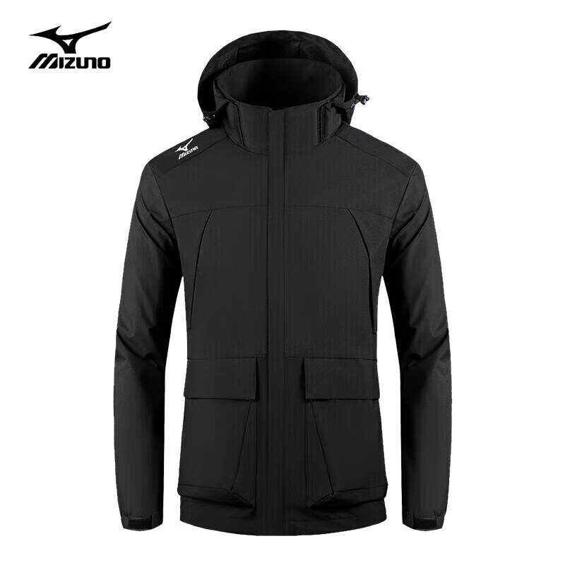 美津浓 户外锋衣夹克男秋冬款保暖舒适透气外套 黑色 M 169元