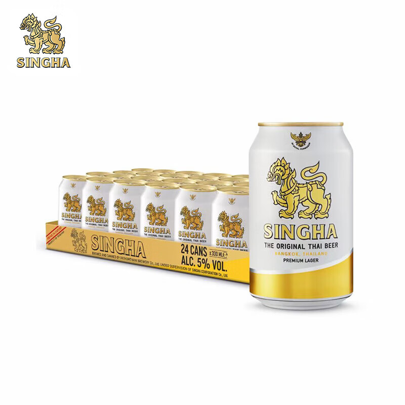 SINGHA 胜狮 泰国拉格啤酒 听装 330mL*24罐 63元（需用券）