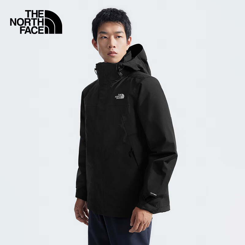 THE NORTH FACE 北面 冲锋衣男户外保暖羽绒内胆三合一冲锋外套81QS 黑色/JK3 M 166