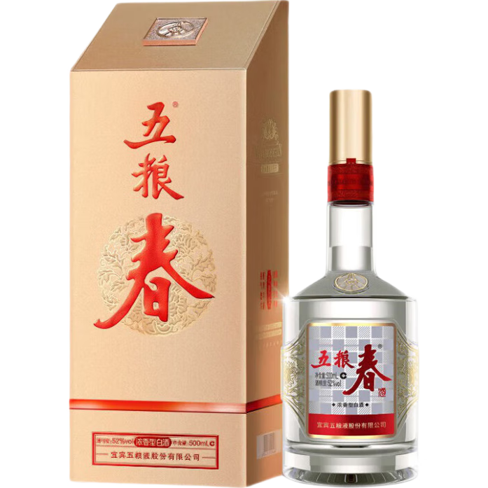 PLUS会员：五粮液股份 五粮春 第二代 浓香型白酒 52度 500ml 207.9元