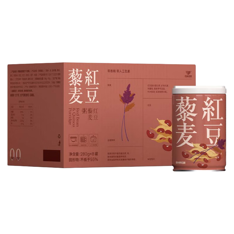 TONGFU PORRIDGE 同福碗粥 红豆藜麦粥280g*8罐 19.8元包邮（需用券）