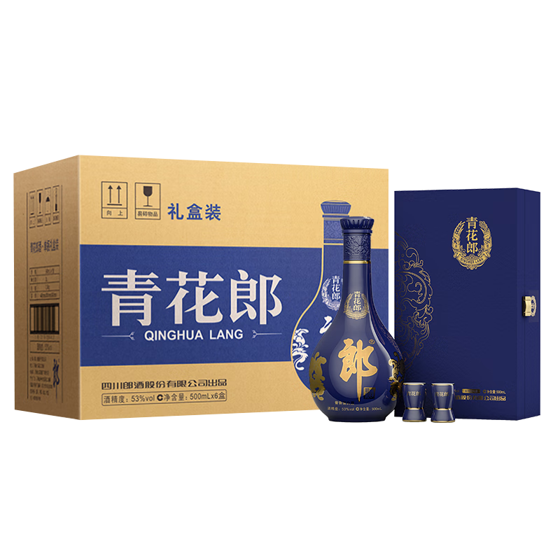 郎酒 青花郎礼盒 53度酱香型白酒礼盒 53度 500mL 6盒 整箱 6064元（需领券）