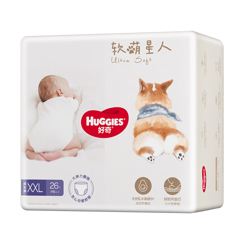 PLUS：好奇（Huggies）软萌星人柯基裤成长裤XXL26片 全尺码 *6件 251.4元（合41.9