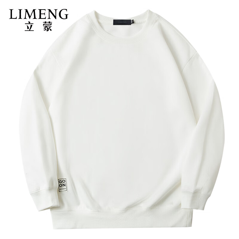 立蒙 LIMENG 日系宽松卫衣男春秋款圆领套头打底衫长袖潮外套 白色 M 59元（