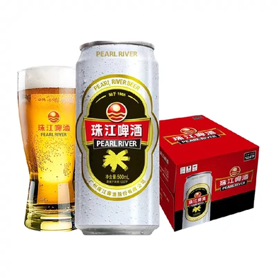88VIP、需福袋：珠江啤酒 4.3度经典老珠江黄啤酒 500ml*12罐 整箱装 33.95元包邮（需用券）