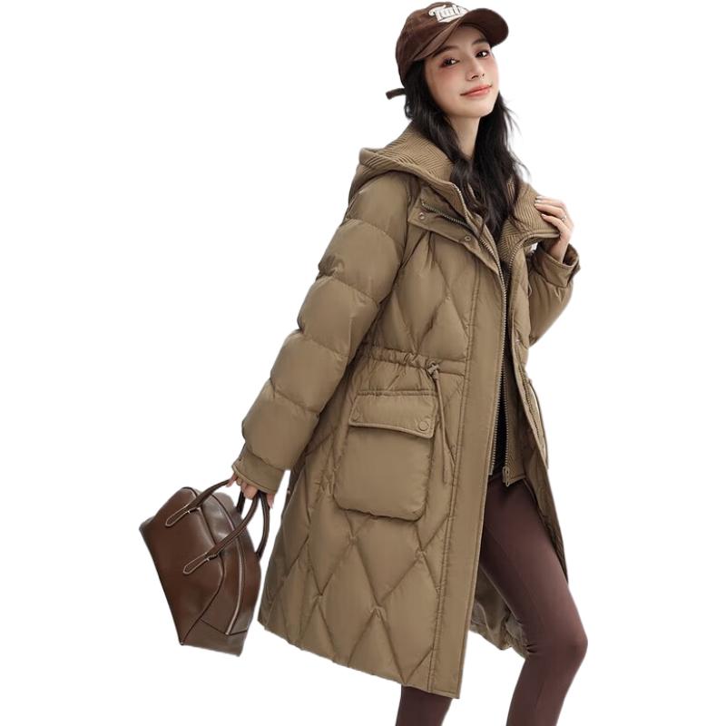 鸭鸭羽绒服 鸭鸭长款羽绒服女过膝2025年冬季连帽加厚 189元