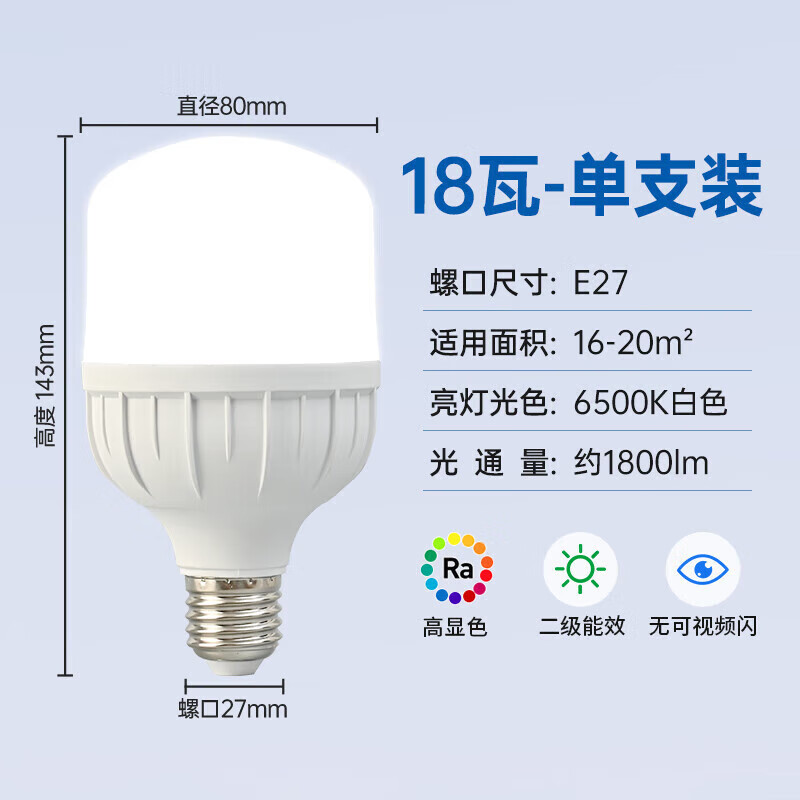 CHNT 正泰 LED灯泡 E27螺口18W正白光 7.47元（需用券）