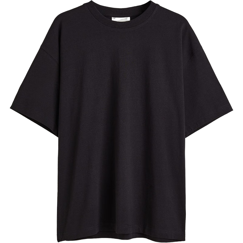 H&M男装重磅T恤夏季美式宽松休闲汗布棉质圆领短袖上衣1035207 灰黑色 175/108A 