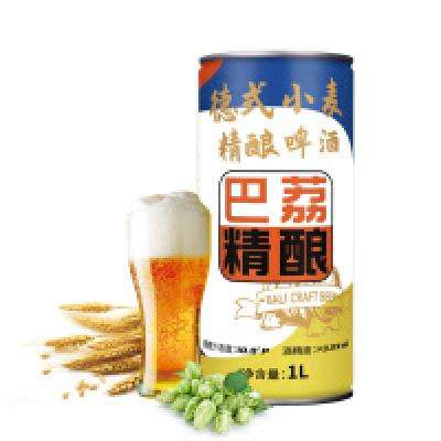 PLUS会员：巴荔 原浆啤酒 精酿白啤 德式小麦啤酒 10.0°P原浆啤酒 1L 2罐 10.78