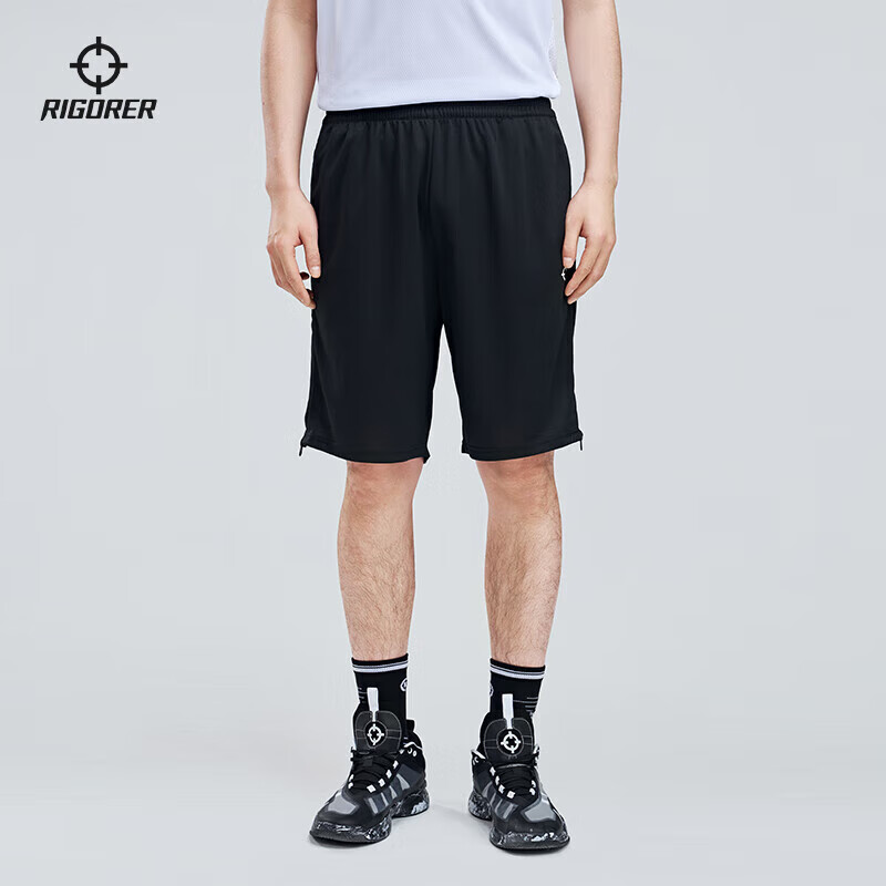 RIGORER 准者 夏季篮球跑步运动健身宽松针织五分裤 Z122111639 纯正黑 L 39.92元
