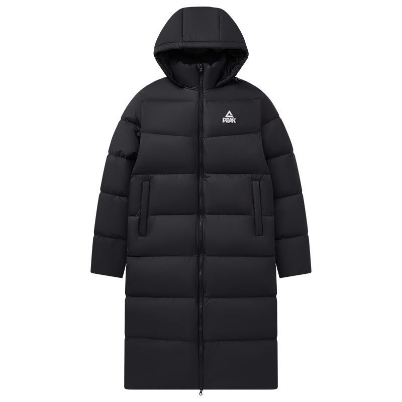 超v 匹克 防静电防风羽绒服长款冬户外连帽保暖加厚锁温鸭绒外套 男女 360