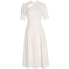 FOURDATRY 复古改良白色旗袍2024女装夏季新款国风连衣裙短袖气质感裙子 图片