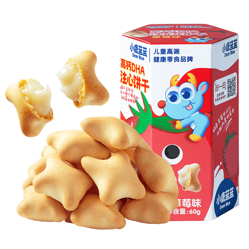 小鹿蓝蓝 高钙DHA注心饼干/草莓味/60g 宝宝儿童0反式脂肪酸 5.9元包邮（需试