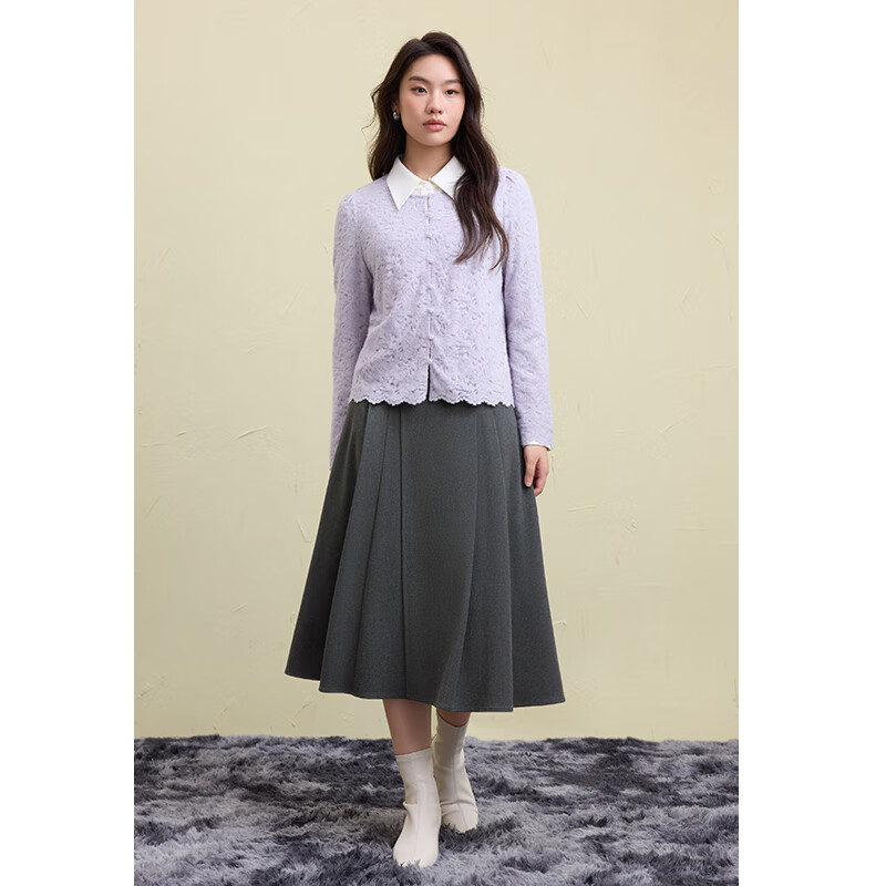 独束 大码女装简约知性半身裙女2024冬装新款高腰显瘦遮胯A字裙子 104.5元