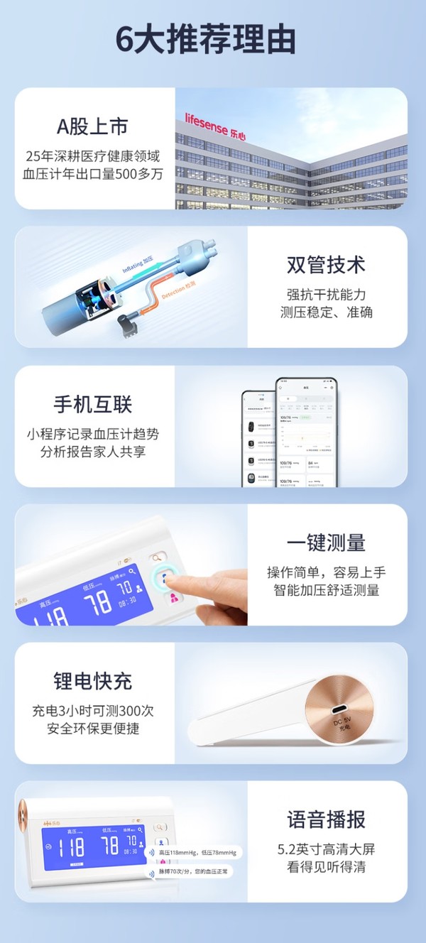 乐心 双管电子数显血压计上臂式 蓝牙版i7
