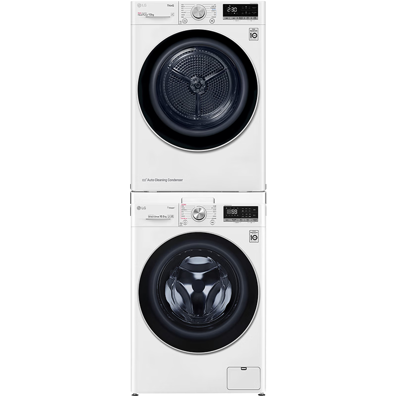 plus会员：LG 洗烘套装10.5kg蒸汽除菌洗衣机+10kg双转子变频烘干机 FLW10G4W+RH10V9