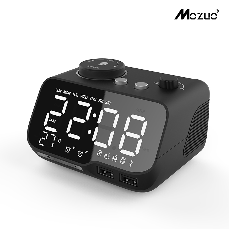 MOZUO M9收音机蓝牙音响迷你fm广播插卡数字时间播放器可手机充电 120元（需