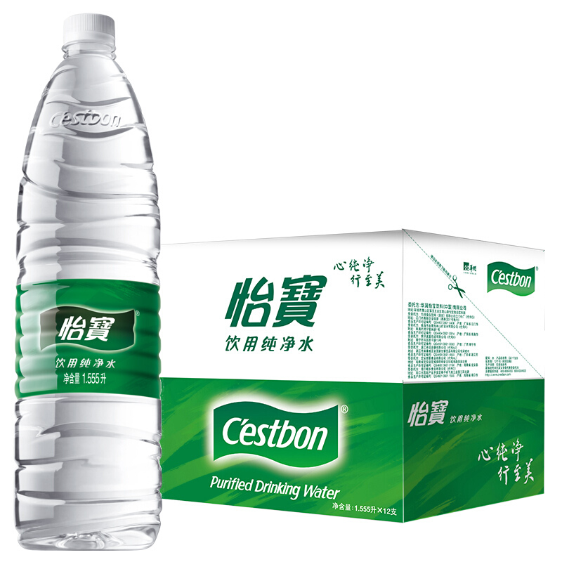 C'estbon 怡宝 纯净水1.555L*12瓶/箱大瓶饮用水泡茶整箱 25.55元（需买2件，需用