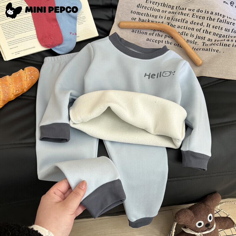 小猪班纳 新款儿童保暖套装加绒加厚睡衣 46.9元