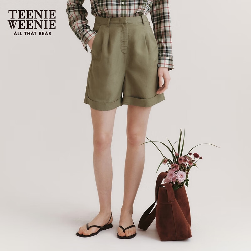 TEENIE WEENIE 小熊女装麻短裤亚麻混纺微宽松休闲裤子 279元