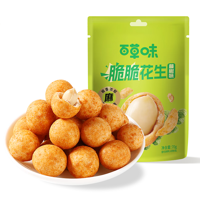 百草味 脆脆花生70g 鱼皮花生 2.44元(需首购)