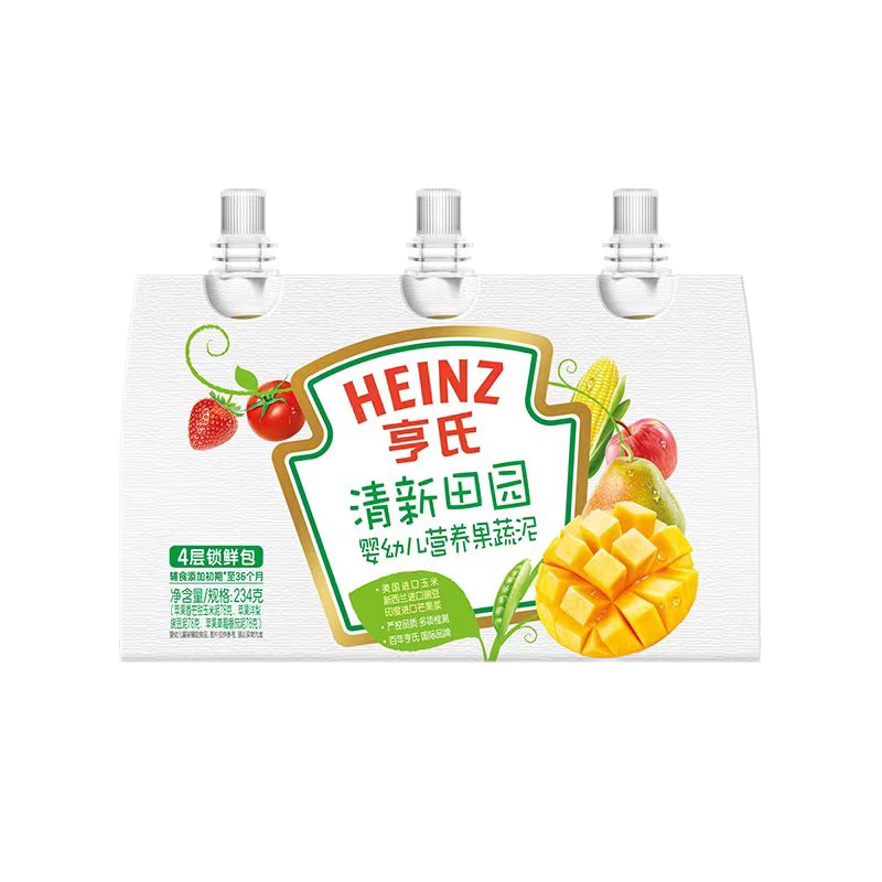 Heinz 亨氏 超金婴幼儿营养果蔬泥宝宝辅食78g*3袋多口味水果泥 8.97元