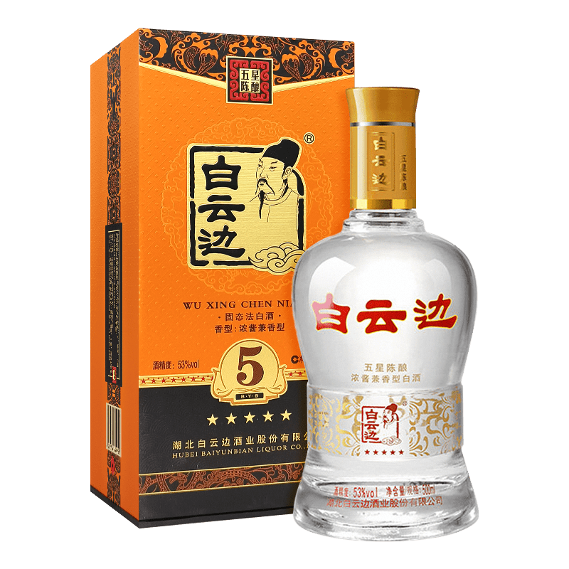 白云边 五星陈酿 浓酱兼香型白酒 53度 500ml 单瓶装 95.04元