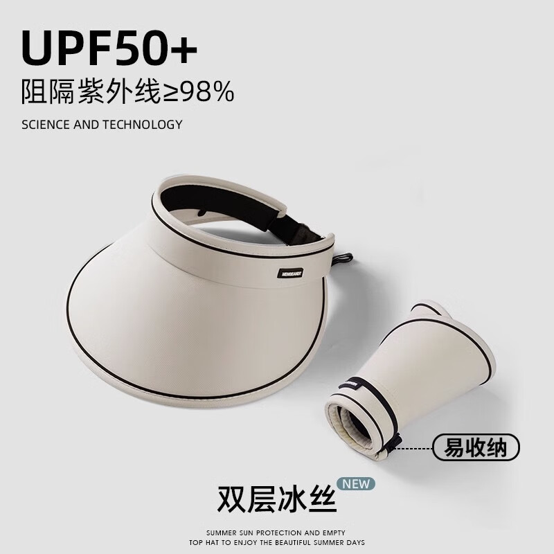 纤盈妮 UPF50+防晒帽空顶 KD003白色 15.8元（需用券）