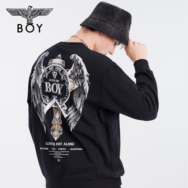 BOY LONDON 【闪耀银币】翅膀反光印花层次感圆领套头卫衣N03002 401.92元包邮（