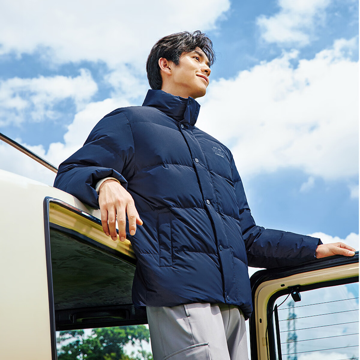 斯凯奇 三防羽绒服男女短款立领男女式羽绒服 海军蓝/00DU L 218元（需用券）