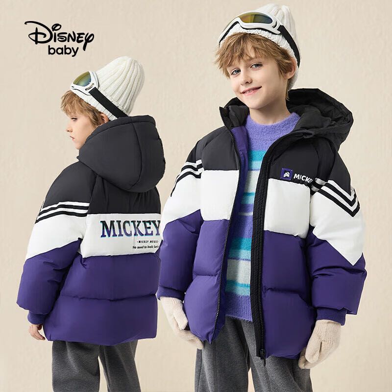 Disney 迪士尼 男女童一手长连帽羽绒服保暖外套23冬DB341KE01紫130 279.94元