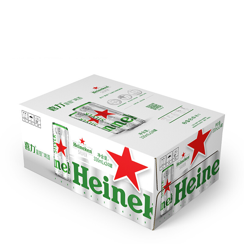 Heineken 喜力 silver星银啤酒 细罐整箱装 全麦酿造 原麦汁浓度≥9.5°P 330mL 24罐 119元（需用券）