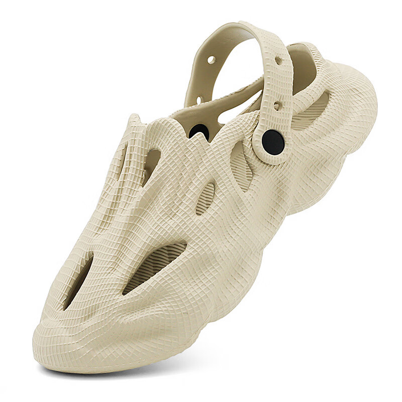 Tasidi-G椰子洞洞鞋夏季外穿防水软底运动凉拖户外防滑溯溪鞋 米色 43(标准码