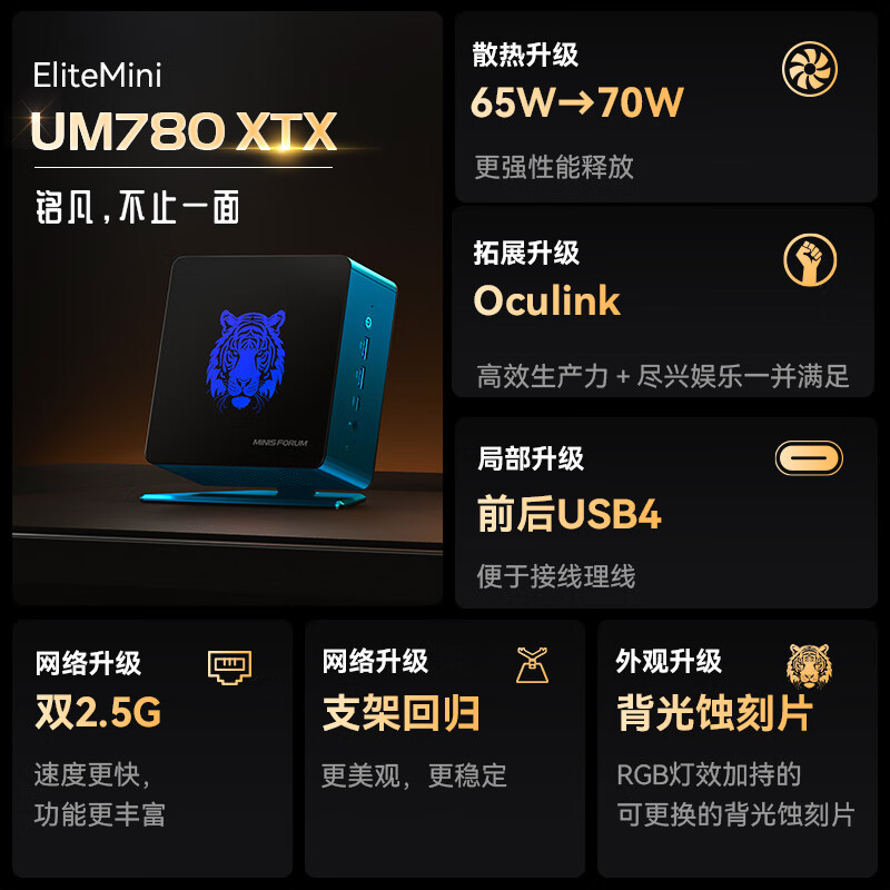 铭凡 UM780XTX迷你台式机蓝色（锐龙R7-7840HS、核芯显卡） 2899元（需用券）