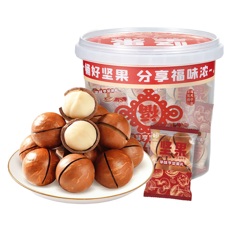 华味亨 夏威夷果 500g/桶装 19.9元（需领券）