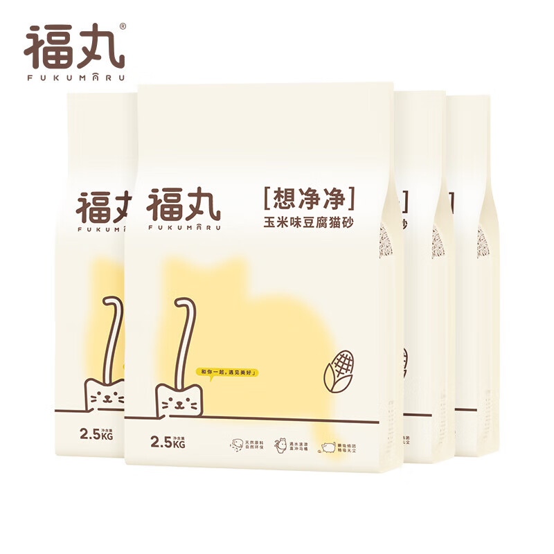 FUKUMARU 福丸 玉米豆腐猫砂 奶香味 2.5kg*4包 59.9元