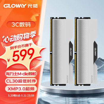 GLOWAY 光威 32GB(16GBx2)套装 DDR5 6000 台式机内存条 龙武系列 海力士M-die颗粒 CL30