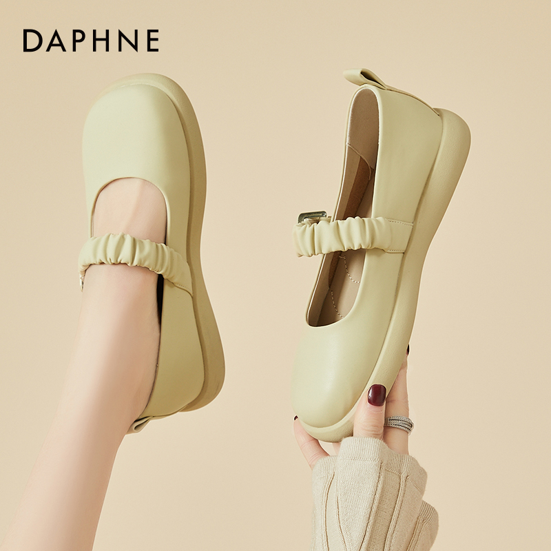 88VIP：DAPHNE 达芙妮 温柔风玛丽珍鞋女2024新款平底豆豆鞋舒适单鞋乐福鞋孕