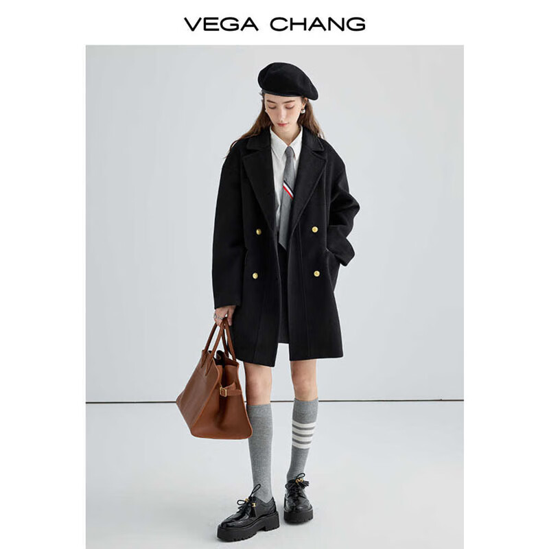 20点开始：VEGA CHANG 赫本风羽绒大衣女 黑色 NNW2210248851 187.11元包邮（需用券