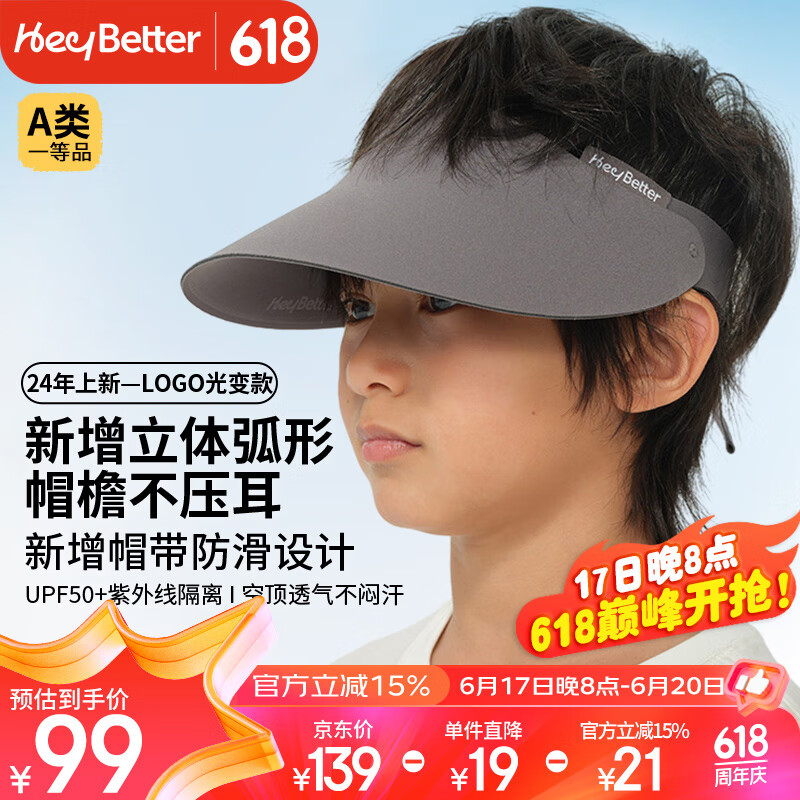 heybetter 儿童防晒帽UPF50+ 小灰帽 86.13元（需用券）