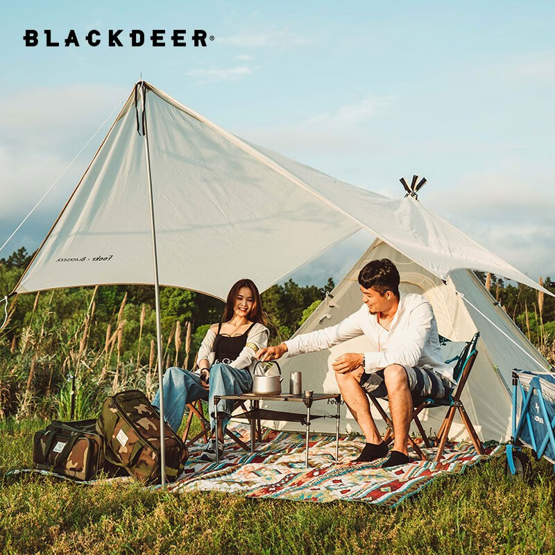 BLACKDEER 黑鹿 幽居印第安帐篷天幕组合二合一 涂银防晒遮阳棚防雨防晒UPF50+ 