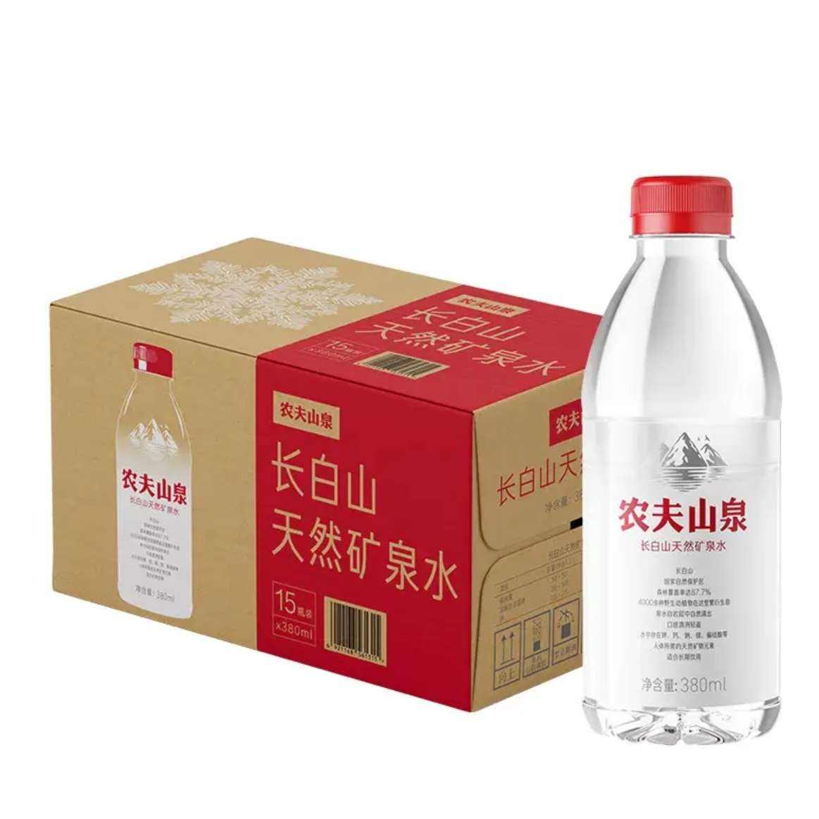农夫山泉长白山矿泉水 380ml×15瓶×2箱 30元