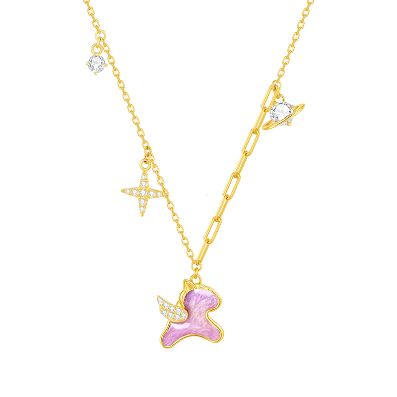 周大生 飞天小马生肖马项链吊坠女款银S925项链荧光珐琅 115.52元（需用券）