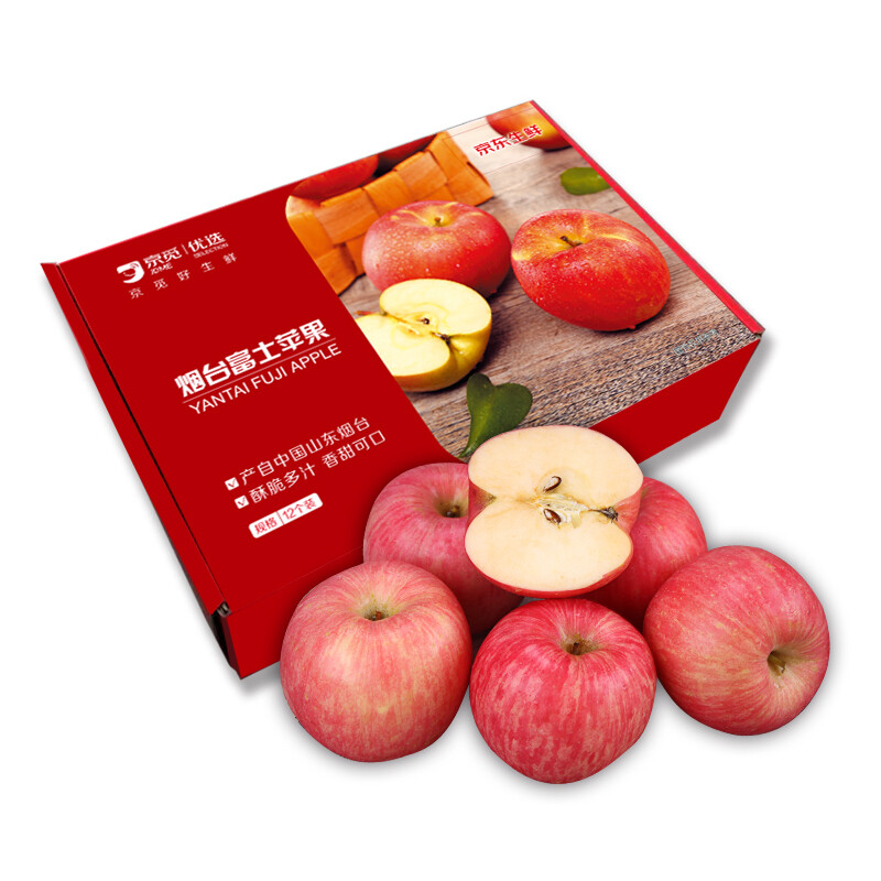 京觅 烟台富士苹果 单果190g-240g 12个 42.4元（需买4件，需用券）