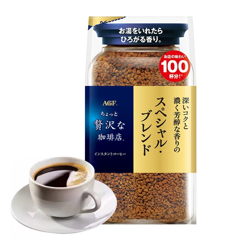 AGF 日本进口咖啡美式无蔗糖速溶冻干咖啡粉蓝金袋装200g 71.16元 - 清风线报